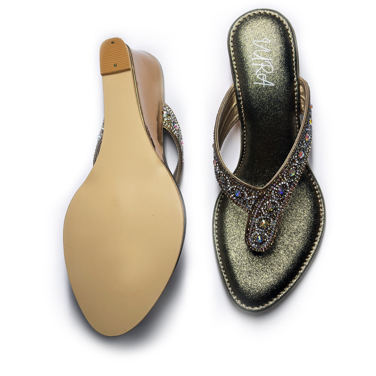 Women Embellised Wedge Sandals | Antique | Pal