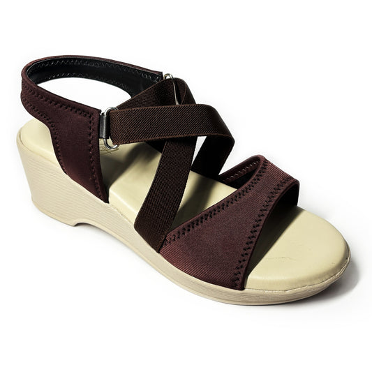 Women Everyday Comfort 3-Inch Slip-On Wedge Sandals | Brown | Aany