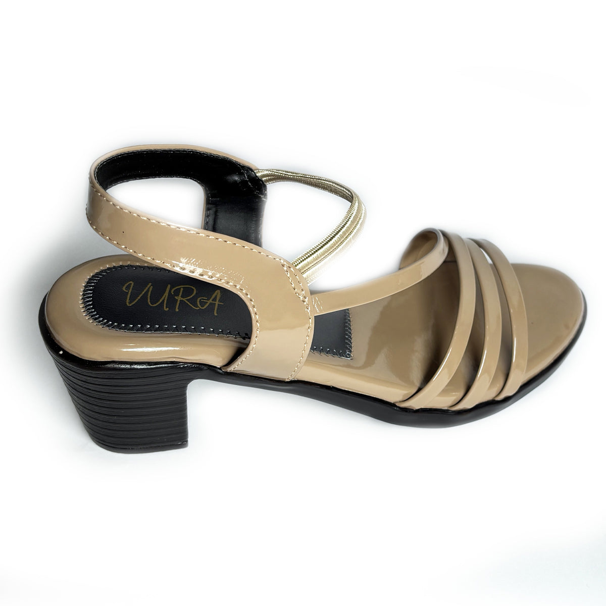 Women Strappy Slingback Heels with Durable PVC Sole | Beige | Aks