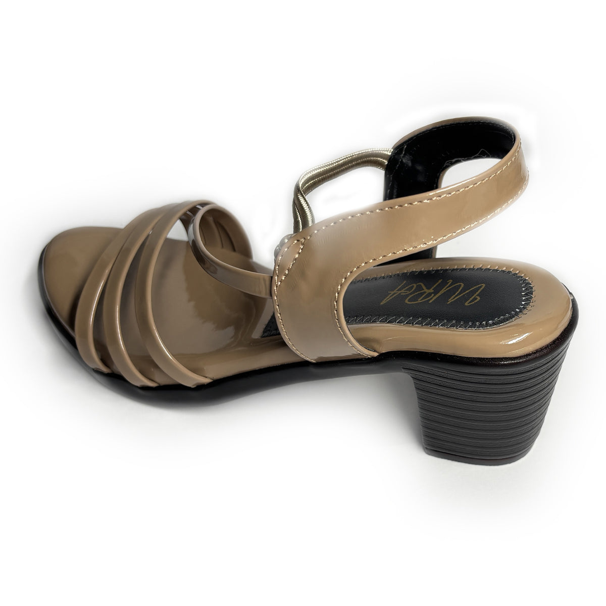 Women Strappy Slingback Heels with Durable PVC Sole | Beige | Aks