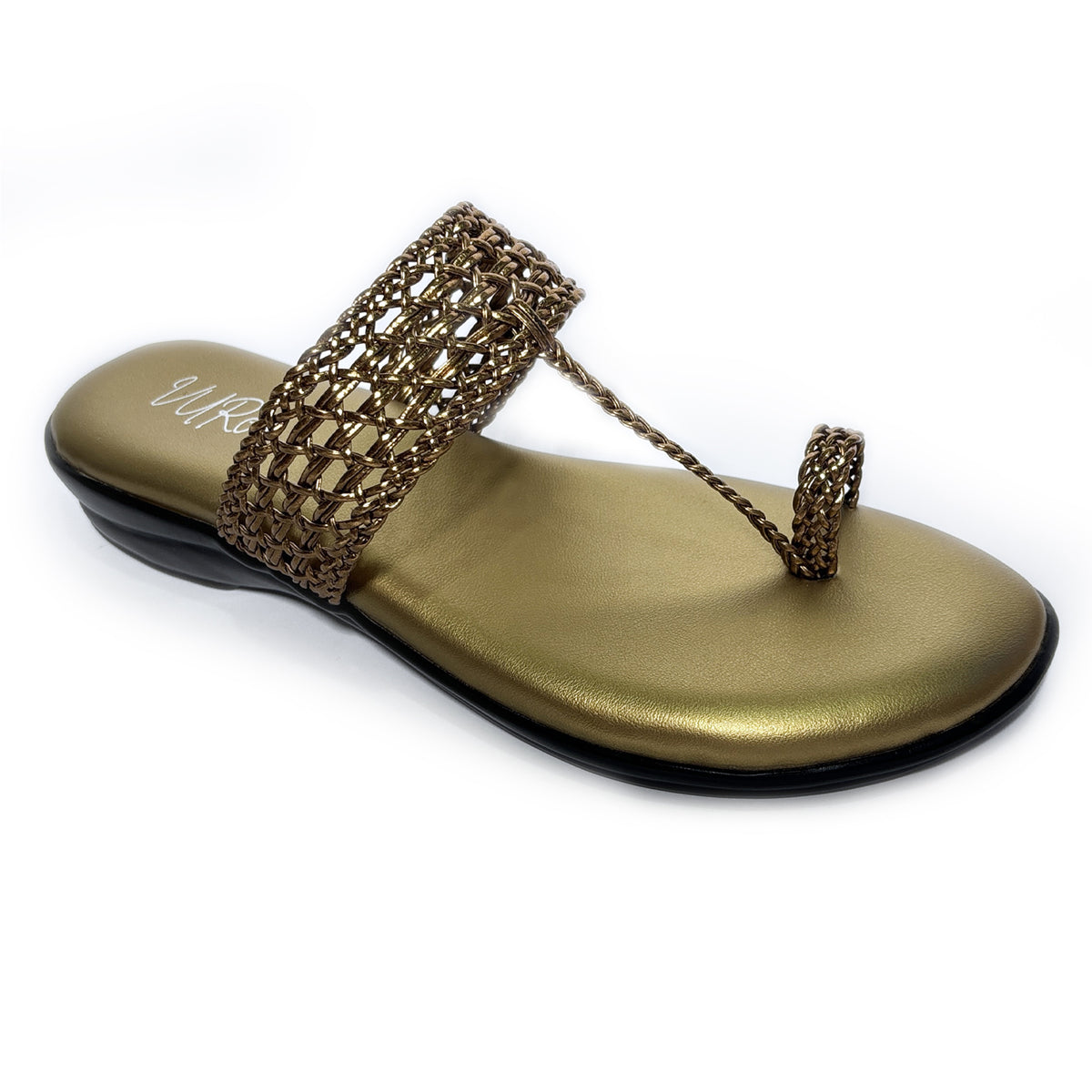 Women Faux Leather Toe-Ring Kolhapuri | Gold | Rish