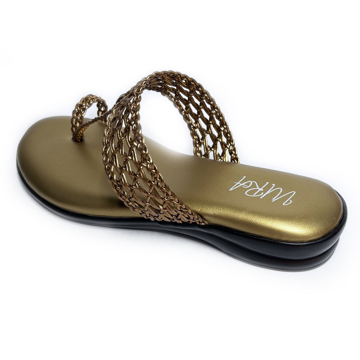 Women Faux Leather Toe-Ring Kolhapuri | Gold | Rish