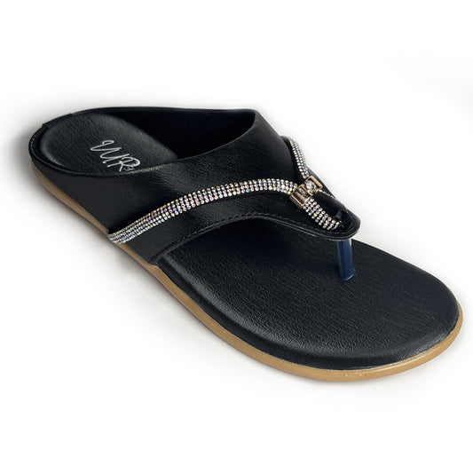 Women Rhinestone Embellished Festive Sandals | Black | Vyn