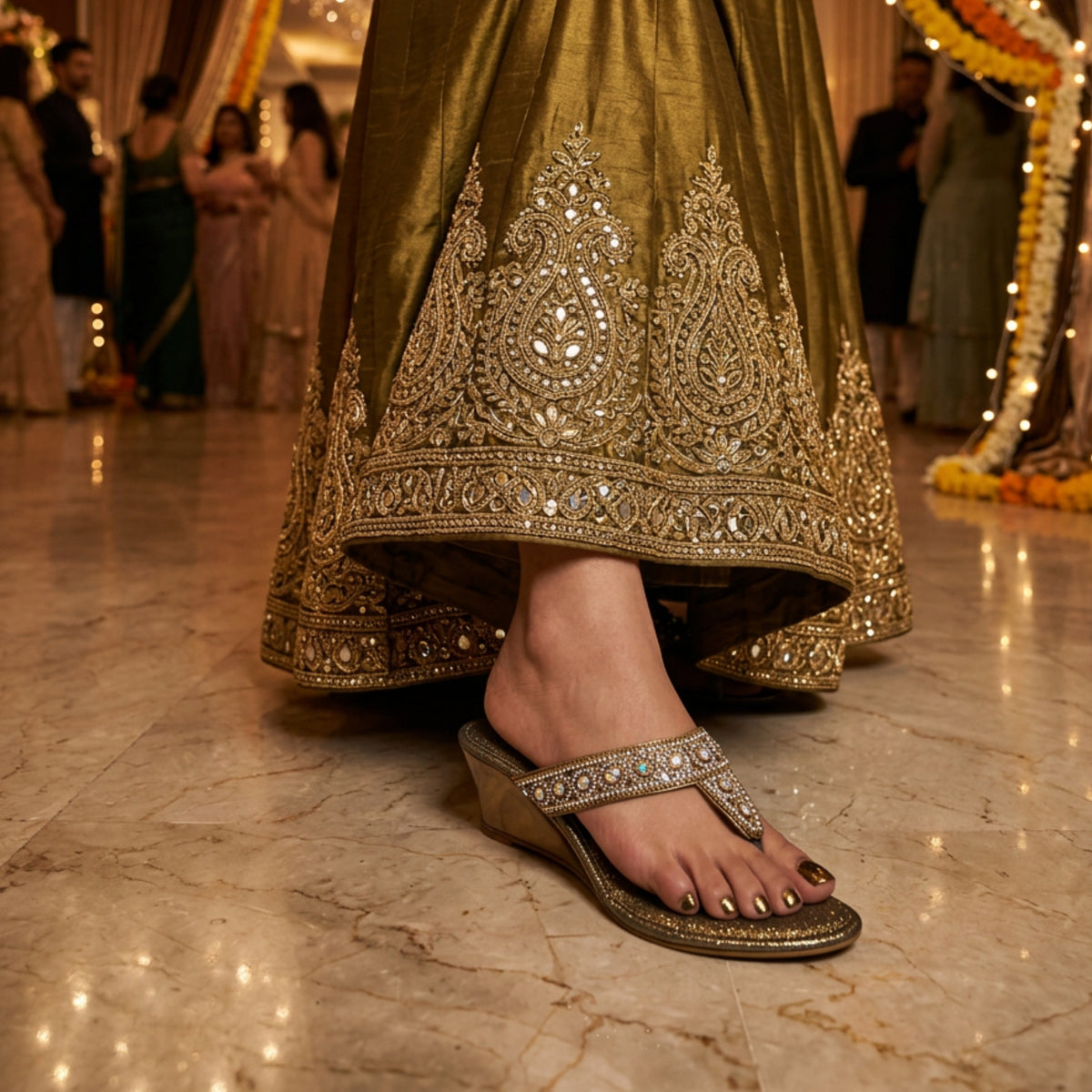 festive heels for women, festive heels, beaded wedges, festive wedges for women
