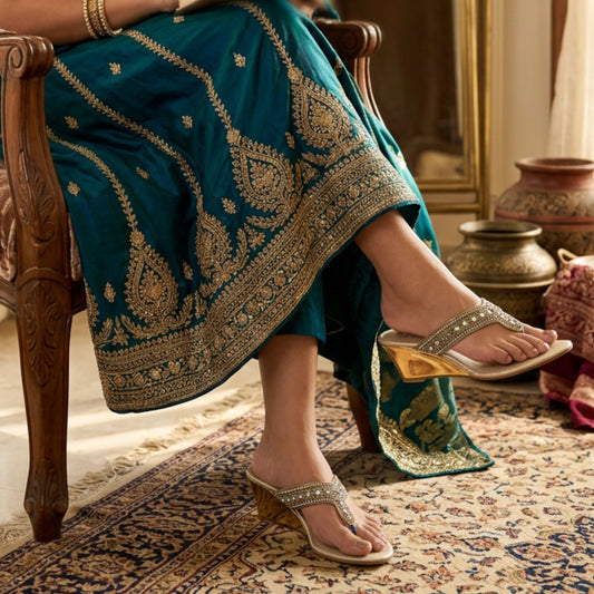 Women Embellised Wedge Sandals | Gold | Pal